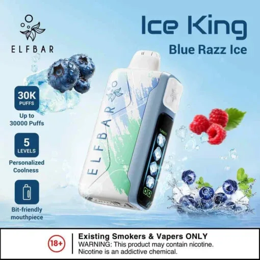 Elf Bar Ice King – Blue Razz Ice – 30K 30000 Puffs - Buy Authentic Vape in Coimbatore - Vape Shop Coimbatore