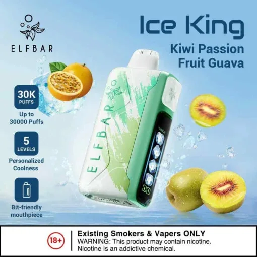 Elf Bar Ice King – Kiwi Passion Fruit Guava – 30K 30000 Puffs - Buy Authentic Vape in Coimbatore - Vape Shop Coimbatore