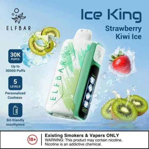 Elf Bar Ice King – Strawberry Kiwi Ice – 30K 30000 Puffs - Buy Authentic Vape in Coimbatore - Vape Shop Coimbatore