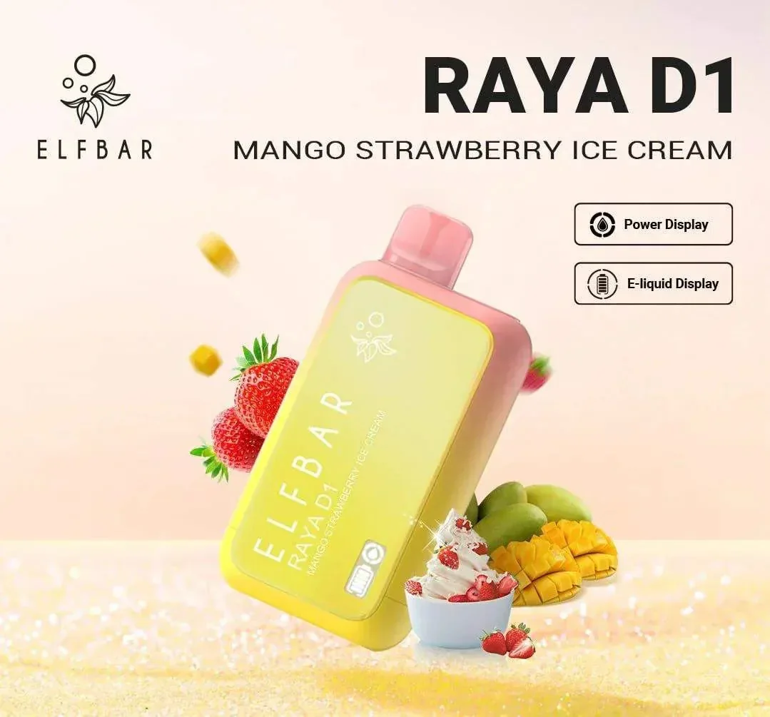 Elf Bar Raya D1 – Mango Strawberry Ice Cream - Buy Authentic Vape in Coimbatore - Vape Shop Coimbatore