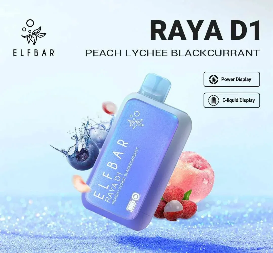 Elf Bar Raya D1 – Peach Lychee Blackcurrant - Buy Authentic Vape in Coimbatore - Vape Shop Coimbatore