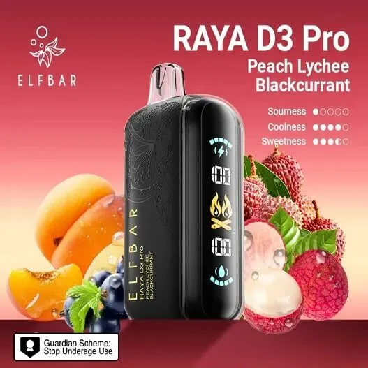 Elf Bar Raya D3 Pro 30 K – Peach Lychee Blackcurrant 30000 Puffs - Buy Authentic Vape in Coimbatore - Vape Shop Coimbatore