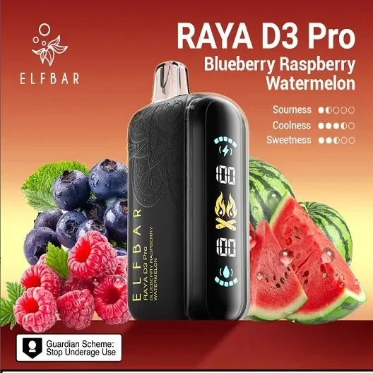 Elf Bar Raya D3 Pro 30K Blueberry Raspberry Watermelon 30000 Puffs - Buy Authentic Vape in Coimbatore - Vape Shop Coimbatore